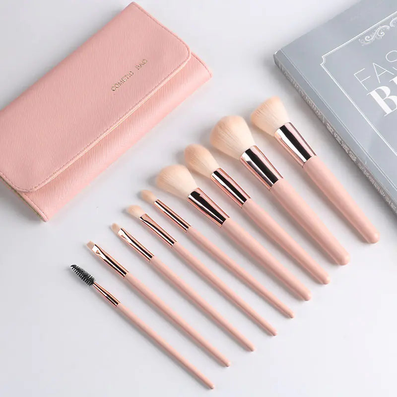 Makeup Brush Set with Wooden Handle and Brush Bag