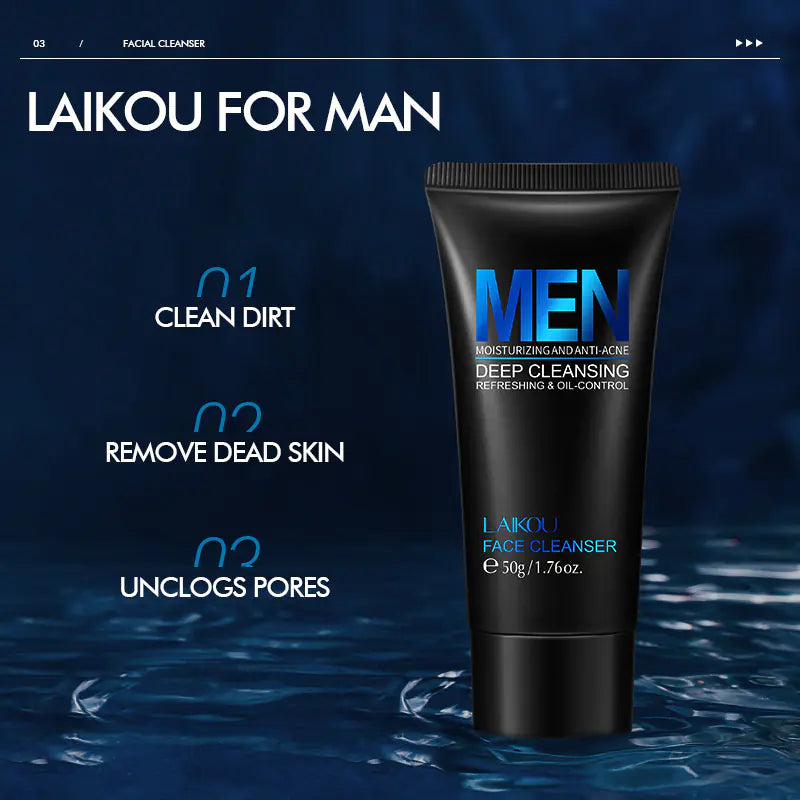 LAIKOU Men's Exfoliating Face Wash 50g Cleansing Cream