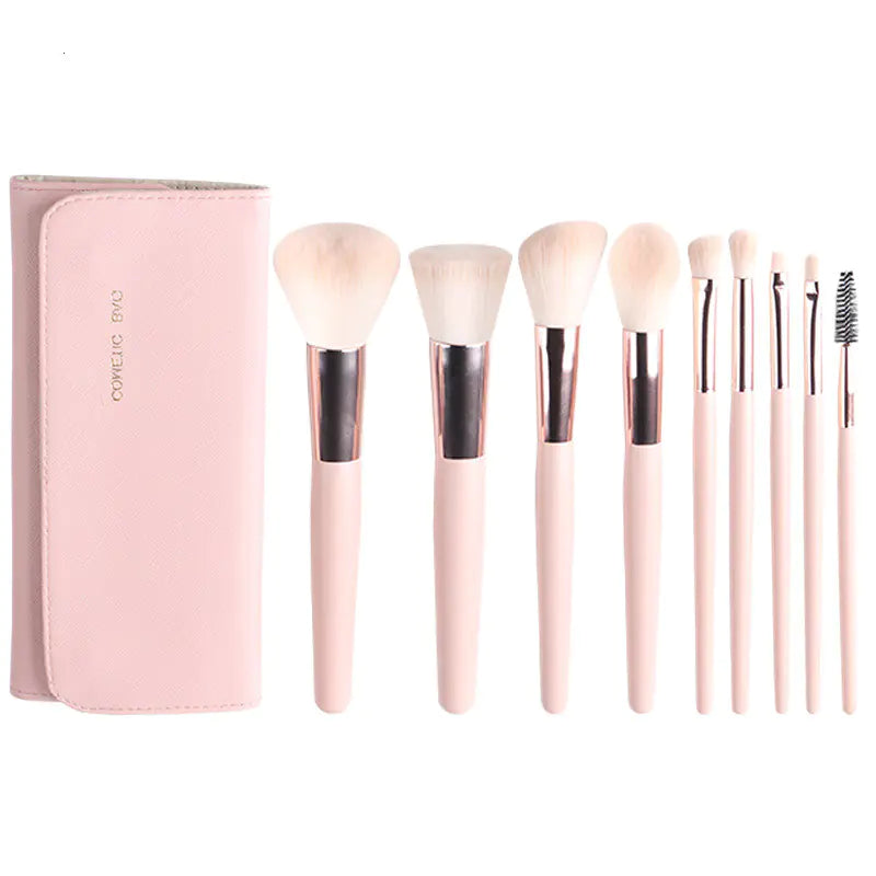 Makeup Brush Set with Wooden Handle and Brush Bag