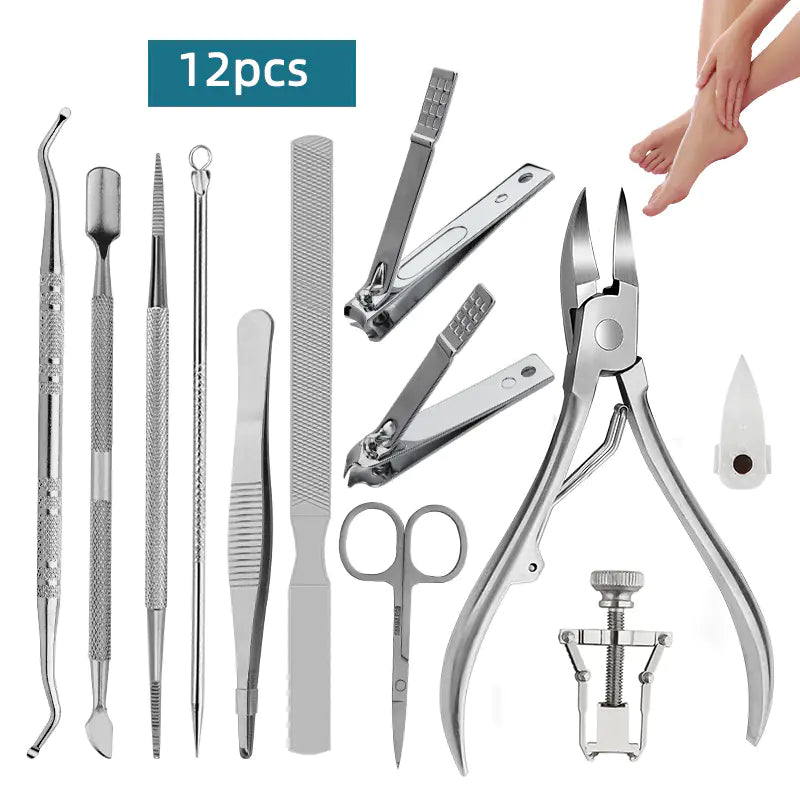 Stainless Steel Nail Clipper Set with 12 Tools