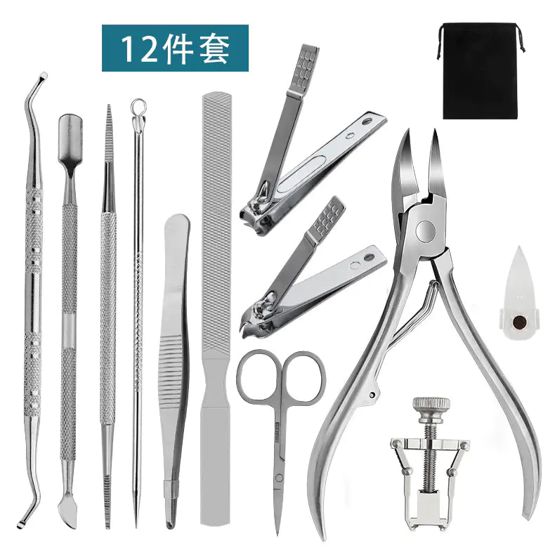 Stainless Steel Nail Clipper Set with 12 Tools