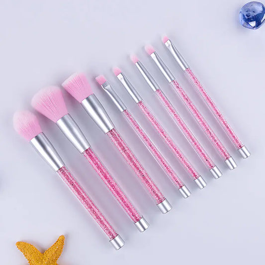 8-Piece Purple and Pink Crystal Makeup Brush Set