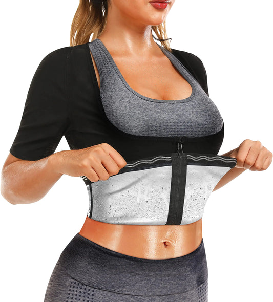 DYUAI Sauna Shirt for Women Sauna Suit for Women Waist Trainer Sauna Sweat Vest Workout Body Shaper Zipper(6005-07-XL)