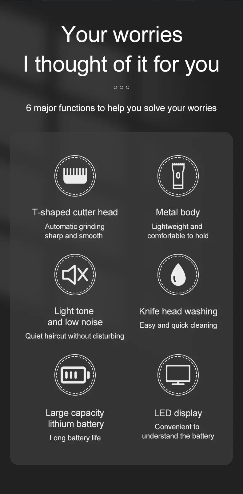 Professional Rechargeable Wireless Hair Clipper for All