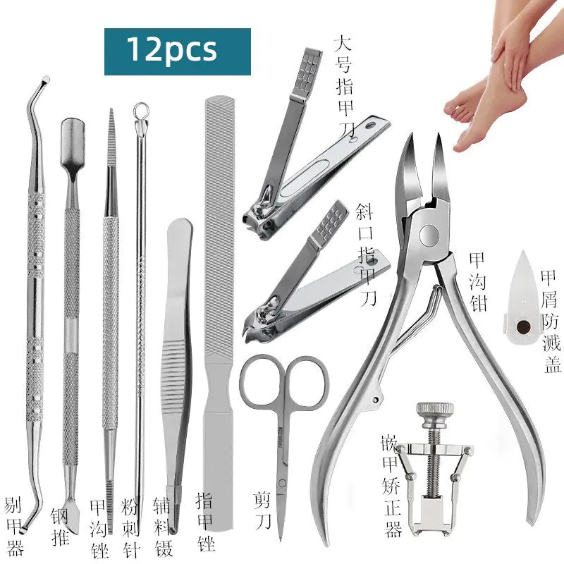 Stainless Steel Nail Clipper Set with 12 Tools