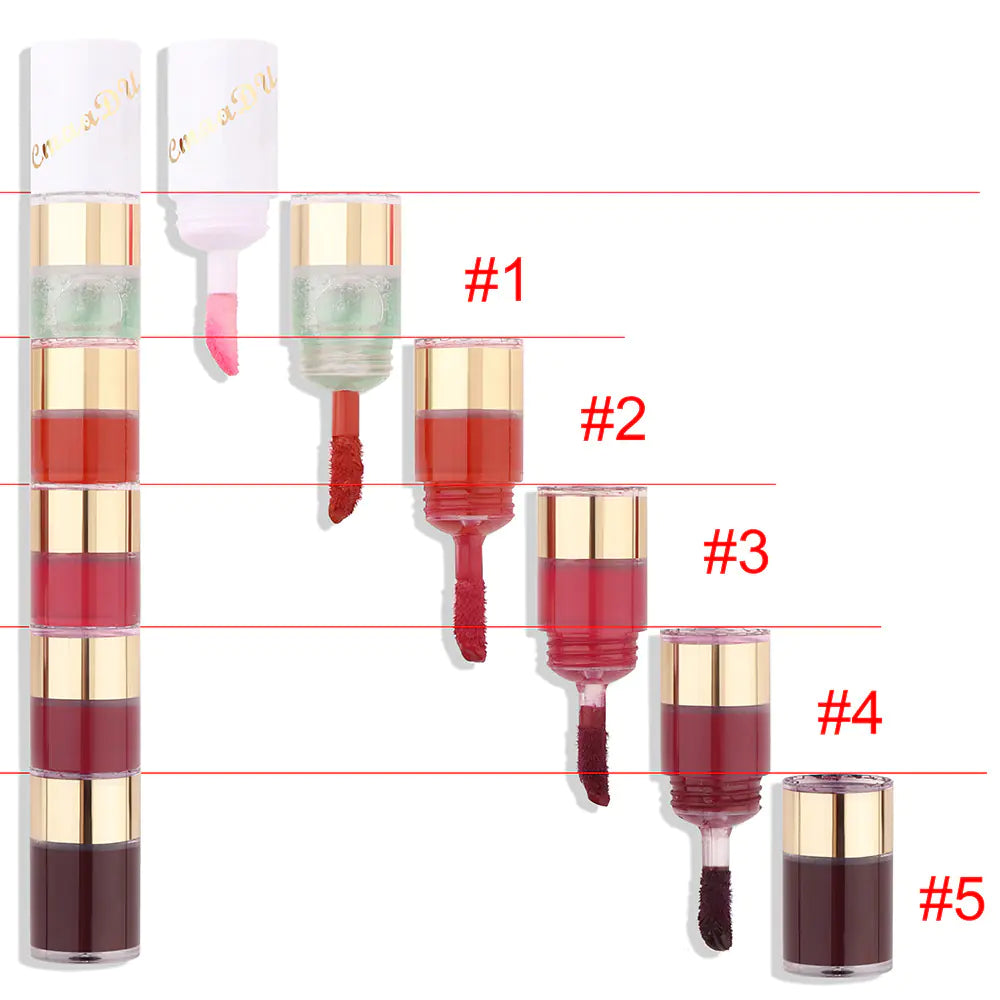 5-Color Matte Lip Glaze Set - Non-Stick Formula