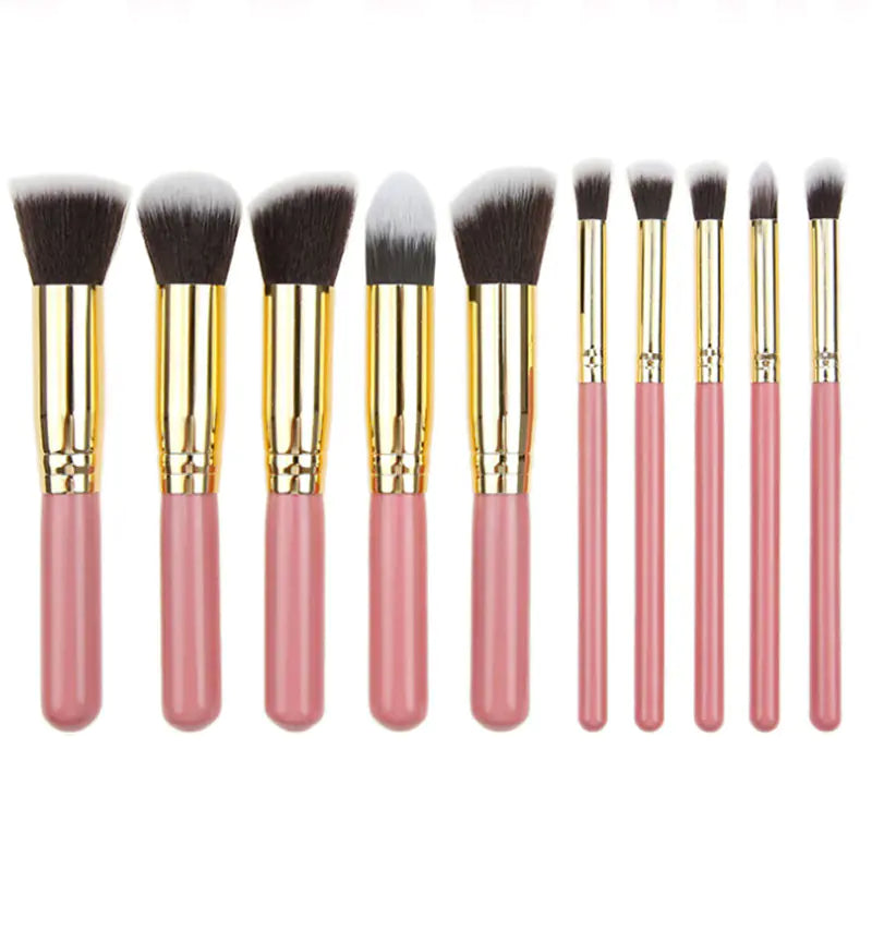 10-Piece Black Silver & Black Gold Makeup Brush Set