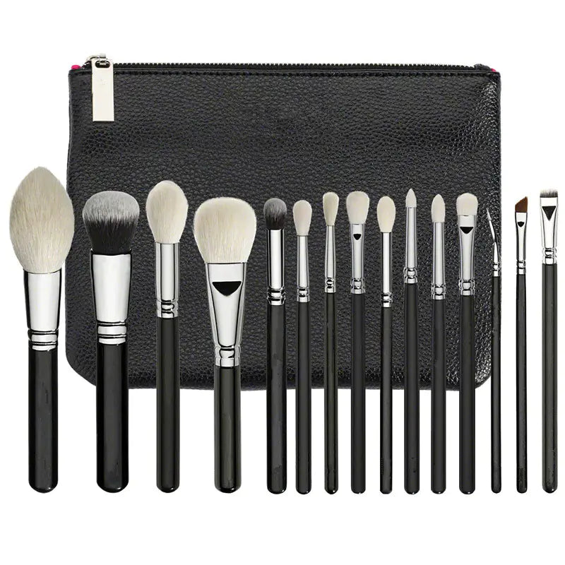 15-Piece Black Makeup Brush Set and Tools