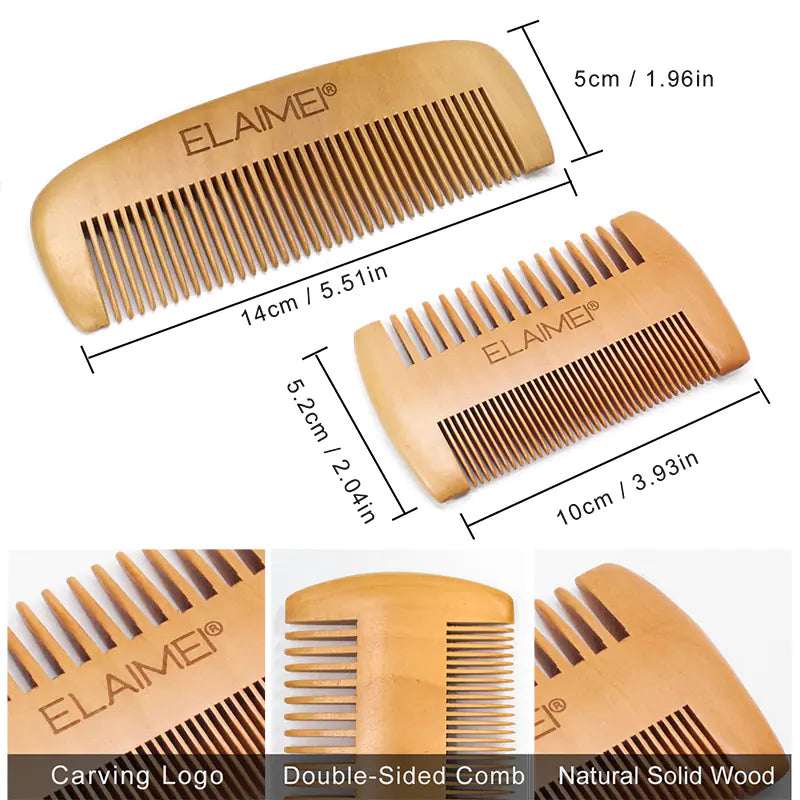 ELAIMEI Beard Care Tool Set with Comb and Oil (6 Pcs)