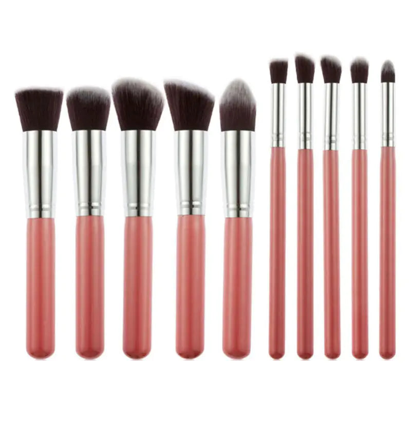 10-Piece Black Silver & Black Gold Makeup Brush Set