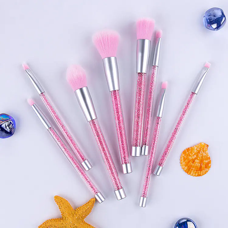 8-Piece Purple and Pink Crystal Makeup Brush Set