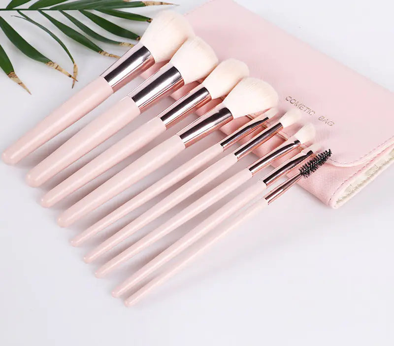 Makeup Brush Set with Wooden Handle and Brush Bag